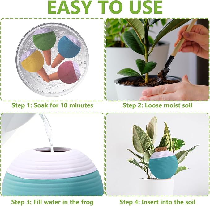 4PCS Plant Watering Globes, Large Terracotta Automatic Watering Stake Devices with Wooden Stopper for Pots, Planters, Indoor, Outdoor