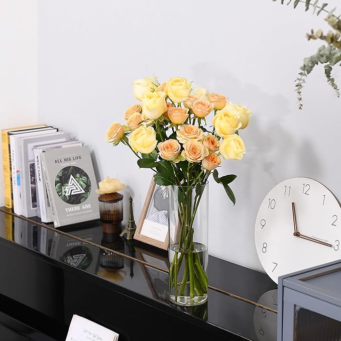 Clear Flower Vase, Non-breakable Vases, 4" W x 16" H, Acrylic Vase, Aesthetic Room Decor Cylindrical Modern Flower Vases for Table Centerpiece, Home Decor, Women Floral Arrangement Gift