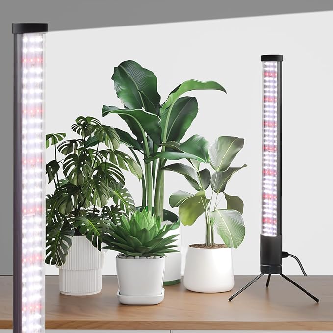 T10 Vertical Grow Light, 6000K Full Spectrum Desktop Plant Light 18.9",Hung or Stood, with 3 Modes & 5 Dimming Levels, Suitable Small & Medium Plants Indoors, Auto On Off Timing 4/8/12/18Hrs (1)