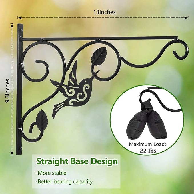 Hanging Plants Bracket, 4 Pack 12 inch Wall Planter Hook with Iron Screws Included, Decorative Plant Hanger for Bird Feeders, Wind Chimes Indoor, Lantern, Flower Pot,Outdoor Indoor Patio Decor