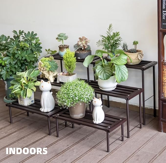 Metal Plant Stand, Rust-proof Aluminum Flower Pot Stand, Plants Display Stands Decoration Racks for Living Room Balconies and Gardens (120 Ebony)