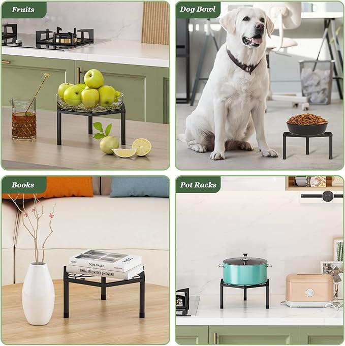 Small Metal Plant Stand indoor - 5 Pack Black Short Flower Pot Stand, Heavy Duty Anti-Rust Iron Shelf for Outdoor Home Patio Garden