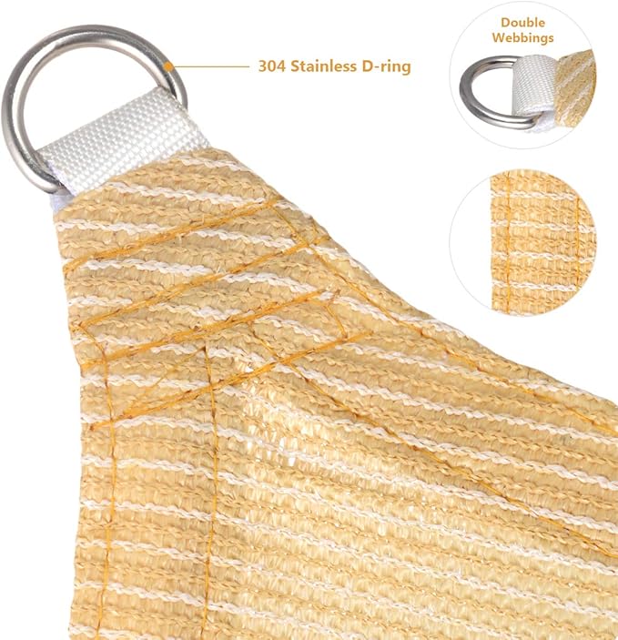 Eden's Decor Straight Flat-Edged Sun Shade Sail Rectangular 6' x 20' Beige UV-Blocking Outdoor Canopy Fabric Cloth Awning for Pergola Patio Garden Backyard Custom Size