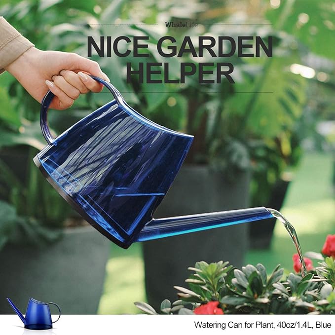 WhaleLife Indoor Watering Can for House Bonsai Plants (1.4L, Blue)