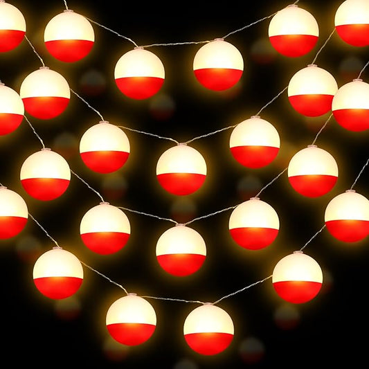 Deekin 1 Pcs LED Fishing Birthday Decorations Bobbers String Lights Battery Powered Ofishally One Theme Decor with Extra Bulbs for Gone Fishing Birthday Party Supplies Pole Party Favors