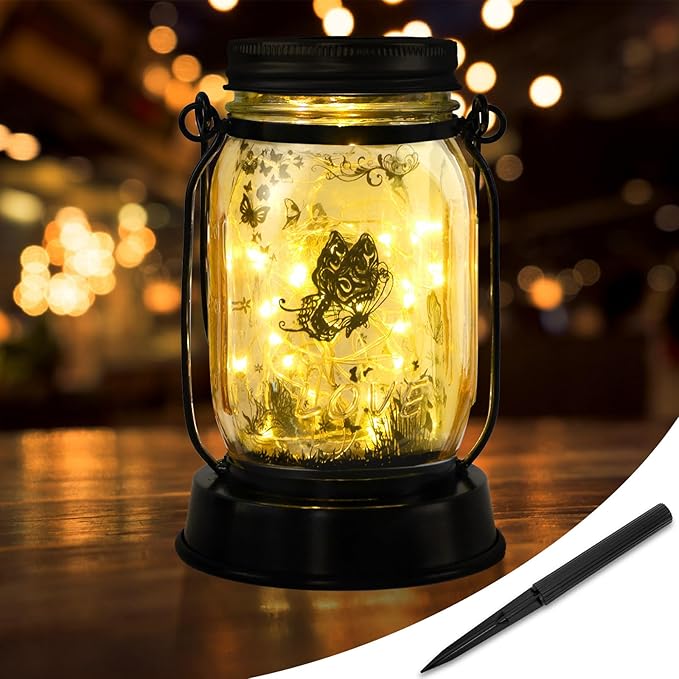 kyoryuger Butterfly Solar Lanterns, Gifts for Women Mom Grandma, Christmas Mom Gifts, Unique Birthday Gifts for Butterfly Lovers, Solar Garden Decoration Outside for Yard, Patio,Backyard,Porch