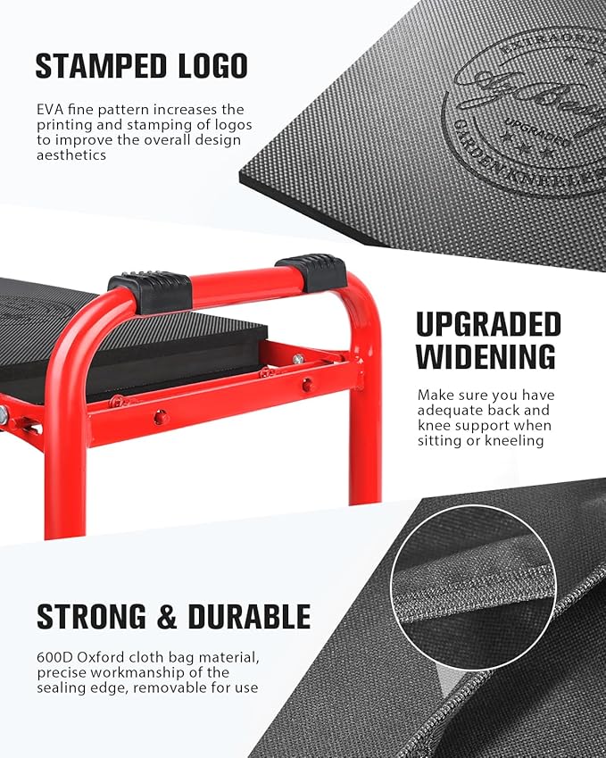 Garden Kneeler and Seat Heavy Duty,Upgraded Foldable Gardening Stool Widened to 10" Stable Wear-Resistant Prevent Knee and Back Pain, Bench High-End 2 Large Tool Bags Gift for Women