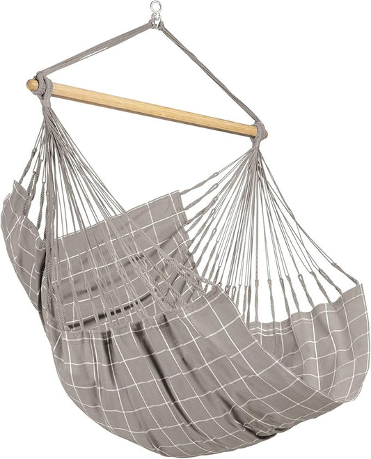 LA SIESTA® - Large Comfort Domingo Hammock Swing Chair - Weather & Tear Resistant Hanging Hammock Chair - Indoor Outdoor Hammock Chair Swing - Patio Porch Bedroom Hanging Chair - Max 285 Lbs, Almond