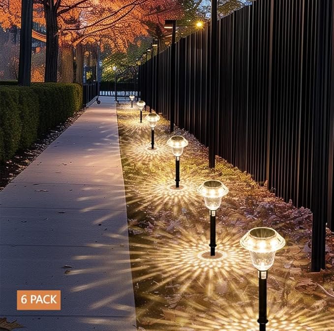 SOLPEX Solar Pathway Lights Garden Decor for Yard, Garden Lights Solar Powered Waterproof Landscape Lighting, Solar Outdoor Lights Porch Decor for Path Walkway Driveway (6 Pack Warm White)