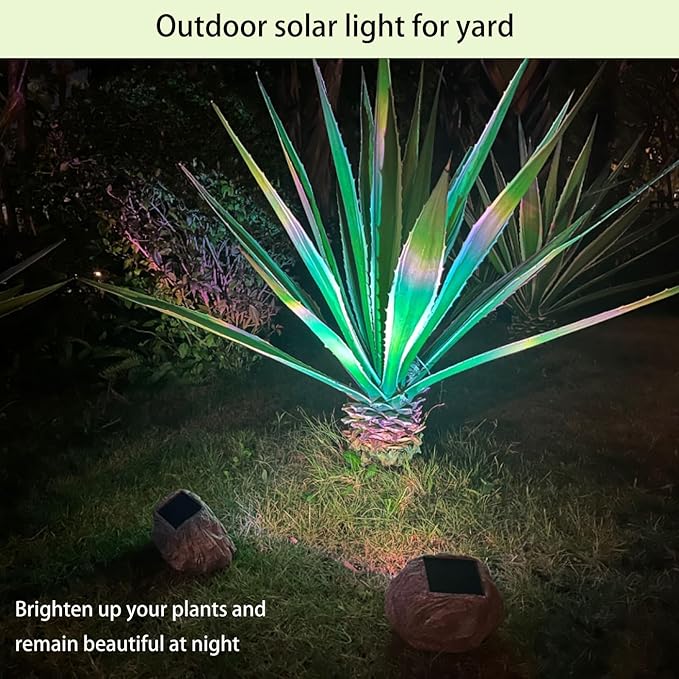 Solar Rock Lights Outdoor Waterproof, 2 Pack LED Colored Garden Landscape Light, Stone Statue Bright Solar Spot Light for Path, Yard, Patio, Lawn, Porch, Yard Decoration and Lighting