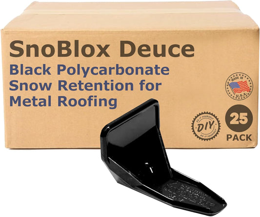 (25) Black Roof Ice Guard Snow Guard Snow Stops for R-Panel PBR and Standing Seam Metal Roofing (No Screws or Adhesive)