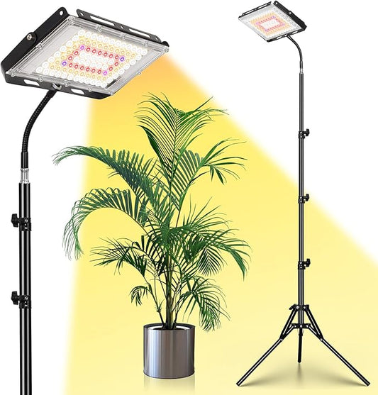 LBW Stand Grow Lights for Indoor Plants, Full Spectrum 96 LEDs Plant Grow Light, Upgraded Floor Grow Lamp with Adjustable Tripod Stand 21-68in, On/Off Switch,Ideal for Tall Large Houseplant Growing