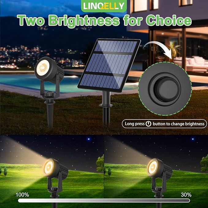 Solar Spotlights Outdoor 4Pack Warm White Landscape Lights IP65 Waterproof Solar Lights Plant Decorative Lighting for Garden Yard Path Lawn