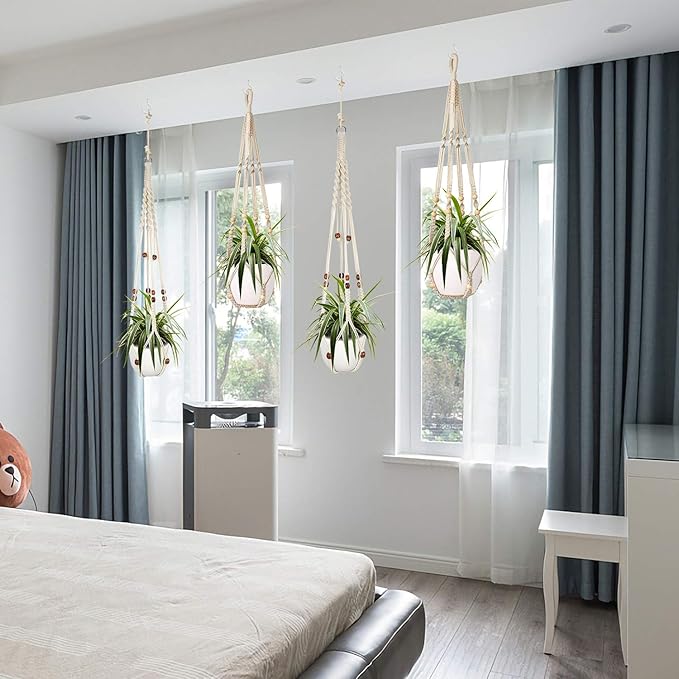 Augshy Macrame Plant Hanger, 2 Packs Plant Hangers, Hanging Planter for Indoor Plants Decorative Macrame Pot Hanger for Home Decor