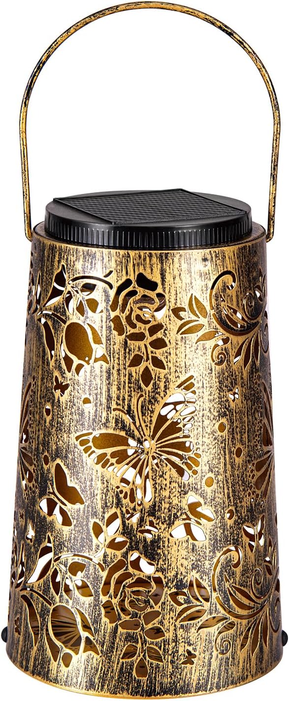 Solar Lanterns Outdoor Butterfly Garden Metal Hanging Light for Yard Patio Backyard Porch Pathway Decor Women Grandma Gifts