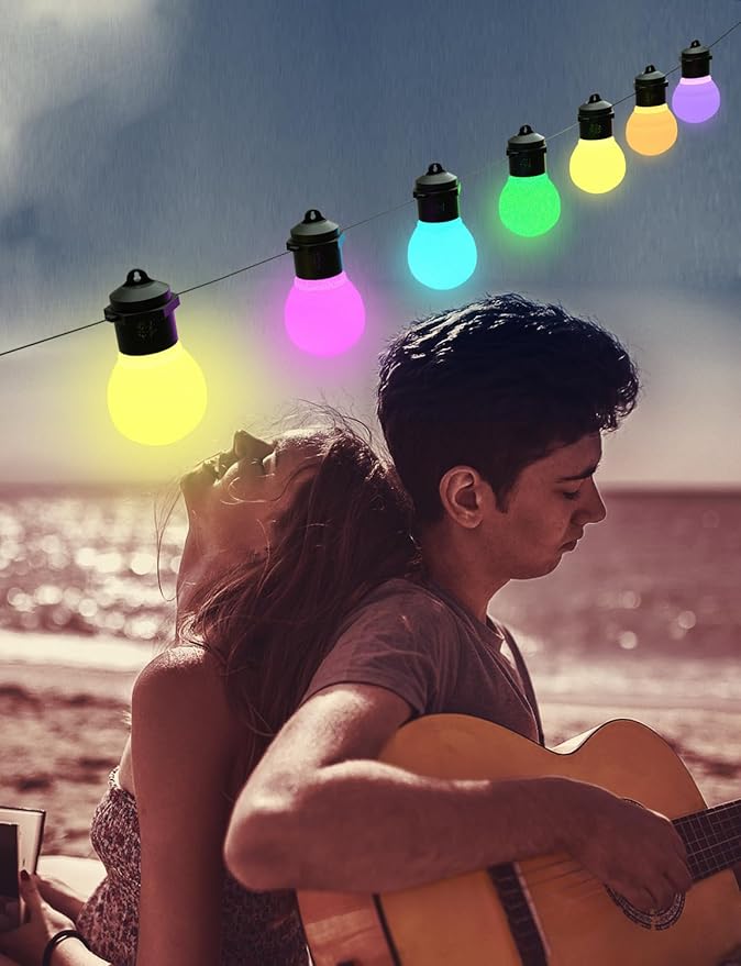 Smart Outdoor String Lights 20FT 20PCS G50 Led Bulb Outdoor APP& Remote Control Dimmable Music synic Timer speedness for Vacation Daily Camping Garden Yard Party Wedding Home Decoration