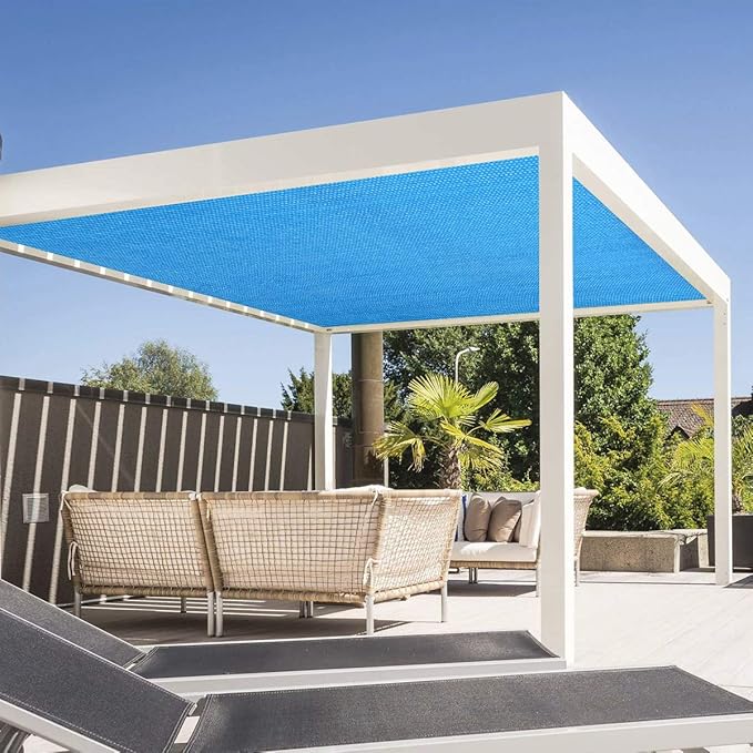 Eden's Decor Straight Flat-Edged Sun Shade Sail Rectangular 9' x 14' Blue UV-Blocking Outdoor Canopy Fabric Cloth Awning for Pergola Patio Garden Backyard Custom Size