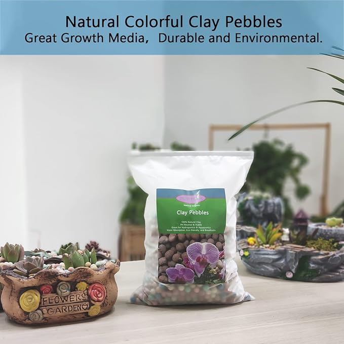 Natural Organic Colorful Leca Balls 5LBS for Plants, 8mm-10mm Ceramsite Clay Pebbles Indoor Potting Garden Soil for Orchid, Succulents, Hydroponics, Decoration, Drainage (5LBS, Colorful, 1)