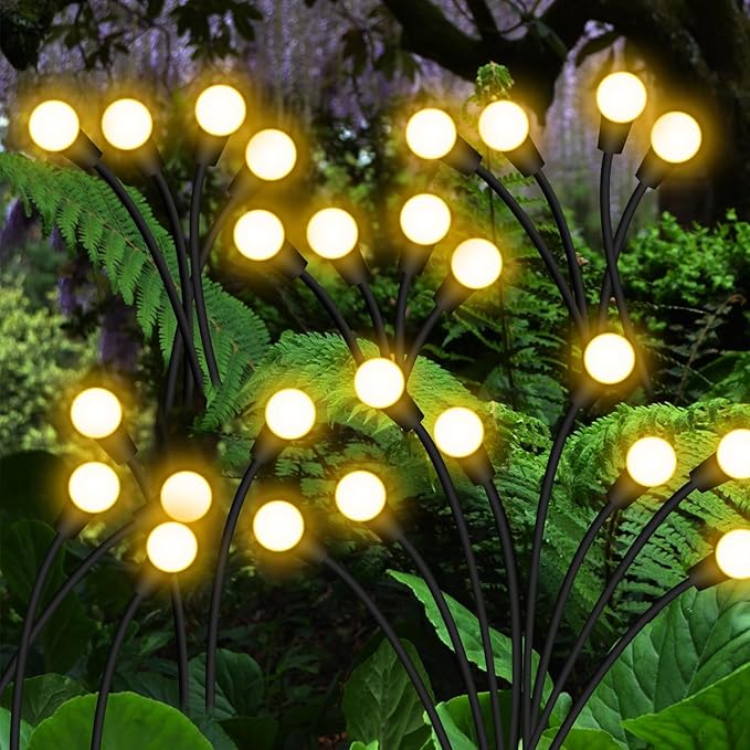 SOLARBABY Solar Garden Lights New Upgraded Solar Swaying Light Sway by Wind Solar Firefly Lights Outdoor Waterproof for Landscape Pathway Patio Yard Walkway Decoration Warm White