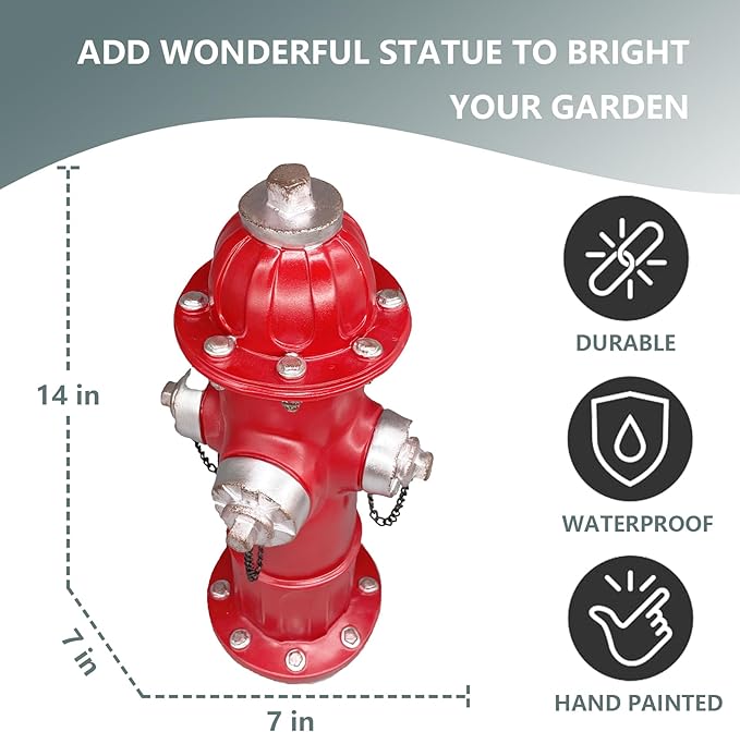 Elenon Garden Fire Hydrant Outdoor Statue Decorative for Dog to Peed on, 14.5" Fire Hydrant Puppy Pee Training Post, Gadrden Yard Lawn Backyard Ornament Decoration Firefighter Gifts for Men