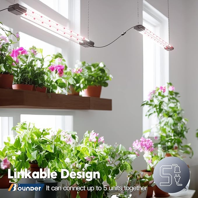 BBOUNDER 1 Pack 2ft LED Grow Light, Sunlike Full Spectrum Integrated Plant Light for Hydroponic Indoor Plant Seedling Veg and Flower, Plug in Plant Light with On/Off Switch