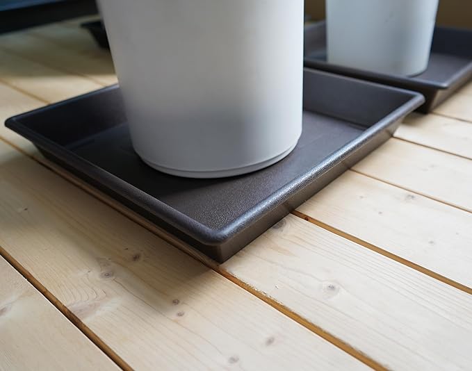 Square Plant Saucer 20 Inch 2 Pack, Large Plant Trays for Pots Heavy Duty Plastic Plant Saucers for Indoors Outdoors, Flower Pot No Holes Plant Lover Gardening Gifts