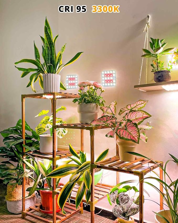 DOMMIA Grow Light, 3300K Warmwhite Dimmable Full Spectrum High PPFD with Optical Lens, Auto on/Off and 6/12/16H Timer, Suitable All for Indoor Growing, 3 Pack