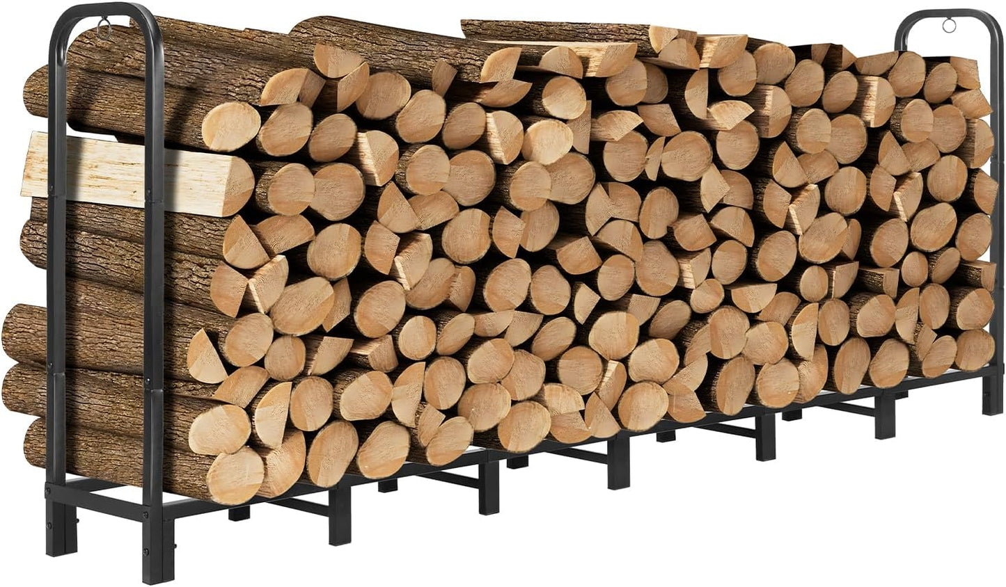 8FT Firewood Rack Holder,Heavy Duty Firewood Storage Log Rack for Outdoor&Indoor,Fireplace Wood Rack for Wood Storage
