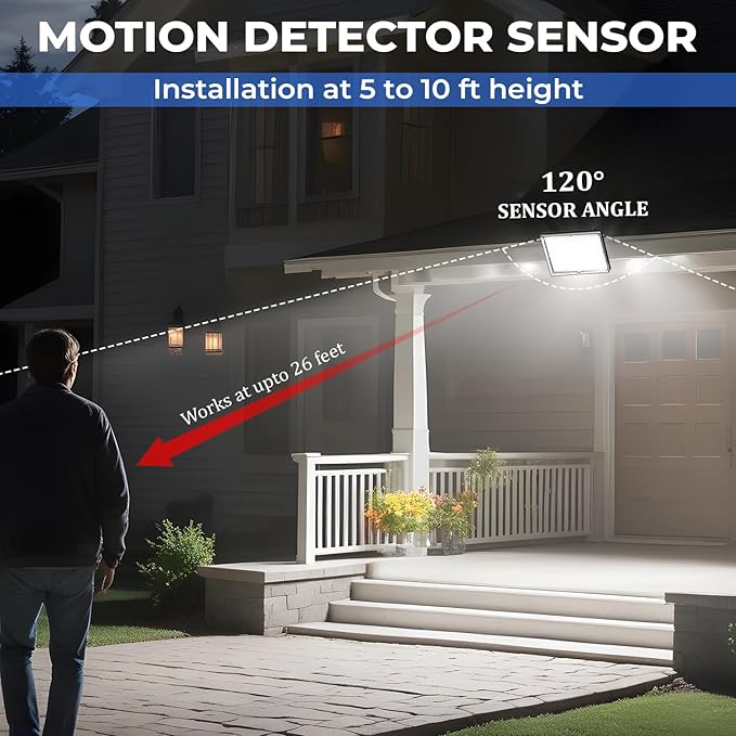 Outdoor Solar Lights,113 Powerful LED Lenses with 9000k Cool White Light, Solar Security Lights Indoor 5 Meters Long Wire, Works Upto 24 HR on Mode 3, Comes with 2 Year Warranty.