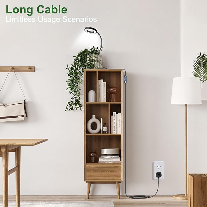 Wolezek 2 in 1 Grow Lights for Indoor Plants, 3 Colors Plant Lights for Indoor Growing with 360° Gooseneck, 48 LEDs Full Spectrum Plant Grow Lights Indoor, 6/12/16H Timer, 5 Brightness, Black 1 Pack