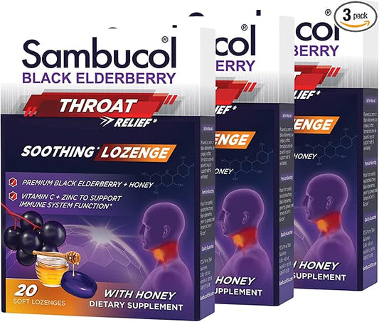 Sambucol Black Elderberry Throat Lozenge 3-Pack (60 (60 Total