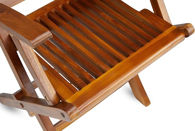TeakCraft Teak Folding Arm Chair - 2 Piece Foldable Chairs Set - Fully Assembled - Solid Wooden Outdoor, Indoor- Wood Dining Room, Kitchen, Patio, Bistro Chairs, The Mille