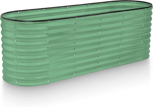 Galvanized Raised Garden Beds Outdoor // 6×2×2 ft Planter Raised Beds for Gardening, Vegetables, Flowers // Large Metal Garden Box (Light Green) // Patented Tool-Free Design