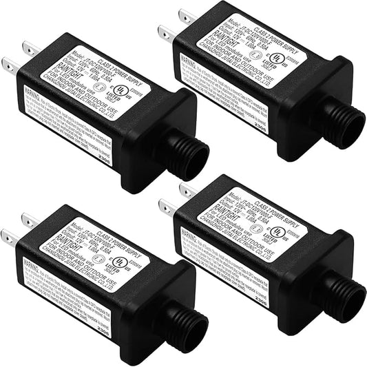 Replacement Yard Inflatable Adapter Power Supply Adaptor - 12V 1.0A 4Pcs - Inflatable Plug Replacement Class 2 Power Supply - for Christmas Tree Light/Thanksgiving Yard Blow Up Decorations