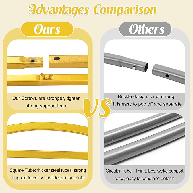 Gold Metal Arch Backdrop Stand 2 Set 7.2FT, 6FT Wedding Arch Stand Arched Door Frame for Birthday Party Baby Shower Ceremony Indoor Outdoor Celebration Decor (7.2FT, 6FT)