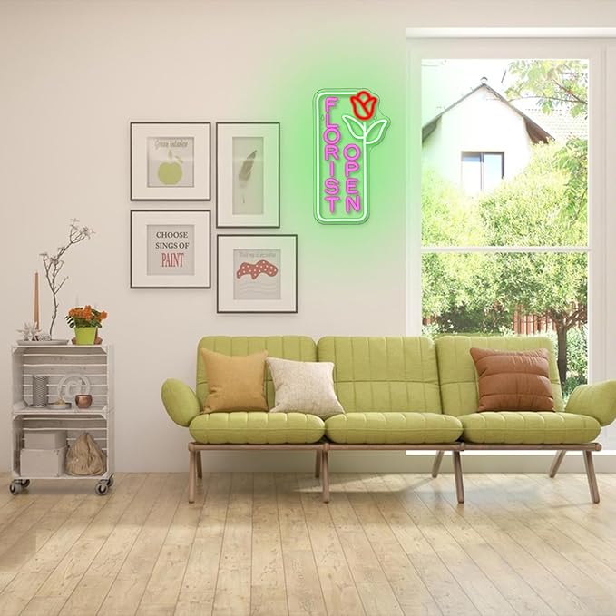 Florist Neon Sign for Business Open Neon Light Flower LED Neon Signs Colorful LED Neon Light for Flower Shop Supermarket Store Decoration