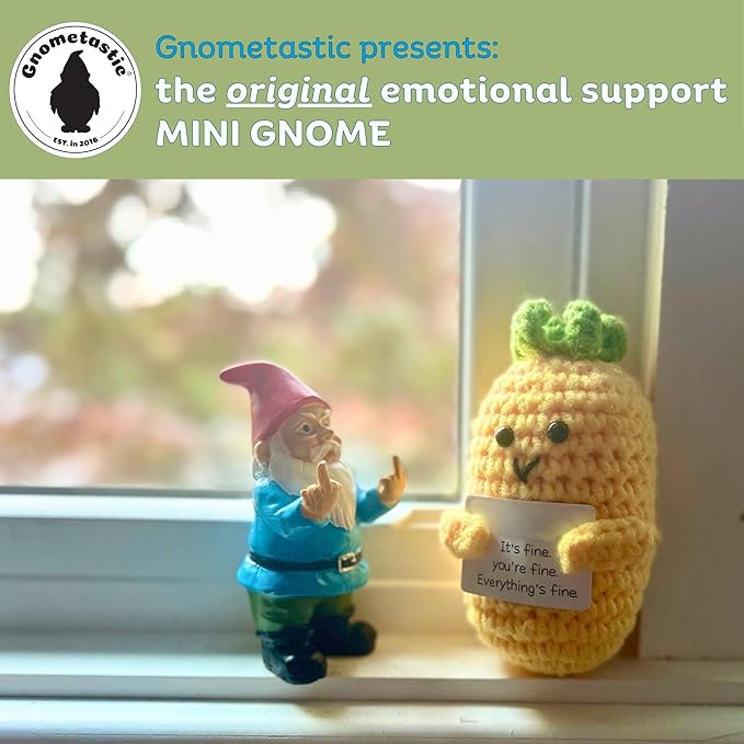 Gnometastic Mini Gnomes - Middle Finger Gnome 3.5in, Double Bird Gnome - Naughty Garden Gnome for Fairy Garden, Funny Garden Gnomes Outdoor Decoration for Yard Patio Lawn Ornament and Home Decor