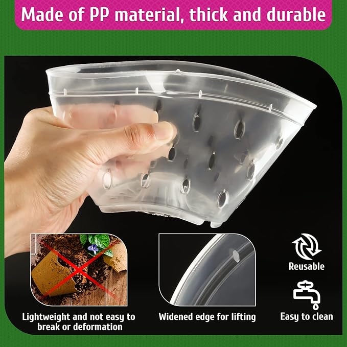 REMIAWY Orchid Pot, 8 Pack Orchid Pots with Holes and Saucers, 5.5 Inch Clear Plastic Flower Planters for Repotting Indoor Outdoor, Breathable Slotted Nursery Planter