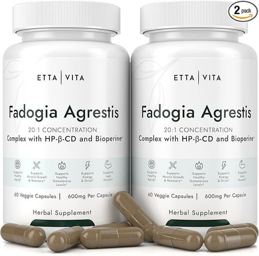 (2-Pack) Organic Fadogia Agrestis 600mg (2X More 3X More 120ct