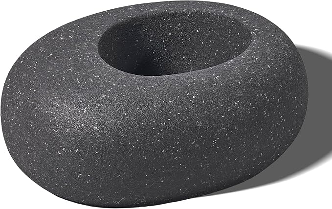 Stone - Mimicking Indoor/Outdoor Concrete Planter - Concrete Composite | Durable for Lawns & Commercial Decor (Charcoal Gray, Small)