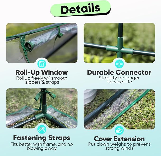 Quictent Portable Mini Cloche Greenhouse w/ Elevated Bottom, Reinforced High Light Transmission Waterproof UV-Resistant Hot House for Indoor Outdoor, 36" x 18" x 33", Clear