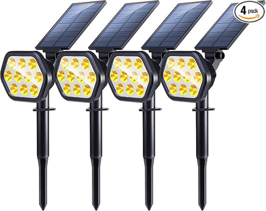 Nekteck Solar Lights Outdoor,10 LED Landscape Spotlights Powered Wall Lights 2-in-1 Adjustable Security Decoration Lighting for Yard Garden Walkway Porch Pool Driveway (4Pack, Warm White)