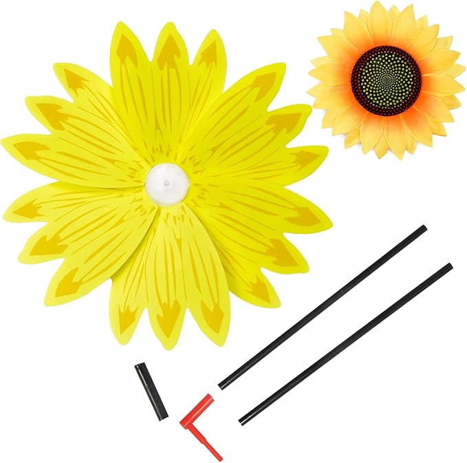 6pcs Sunflower Lawn Pinwheels Wind Spinners Large Windmill Pinwheel for Garden,Yard, Party Outdoor Decor (Sunflower Pinwheels)