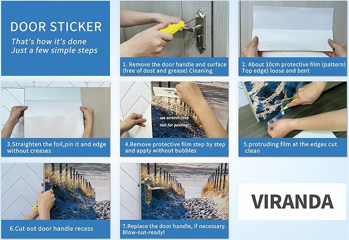 PVC 3D Door Sticker Mural - Wooden Door, Waterproof, Removable, for Living Room Decoration - 31.5 x 78.7 inch