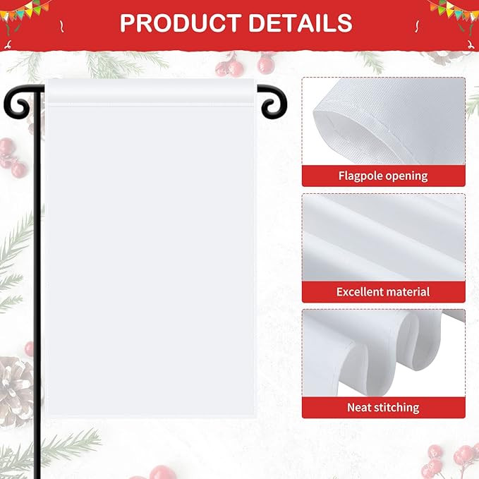 Shimeyao 54 Pcs Blank Sublimation Flags DIY Lawn Garden Flags 11.8 x 17.7 Inches Polyester Blank Heat Transfer Banner for Valentine's Day Wedding Indoor Outdoor Party Decoration