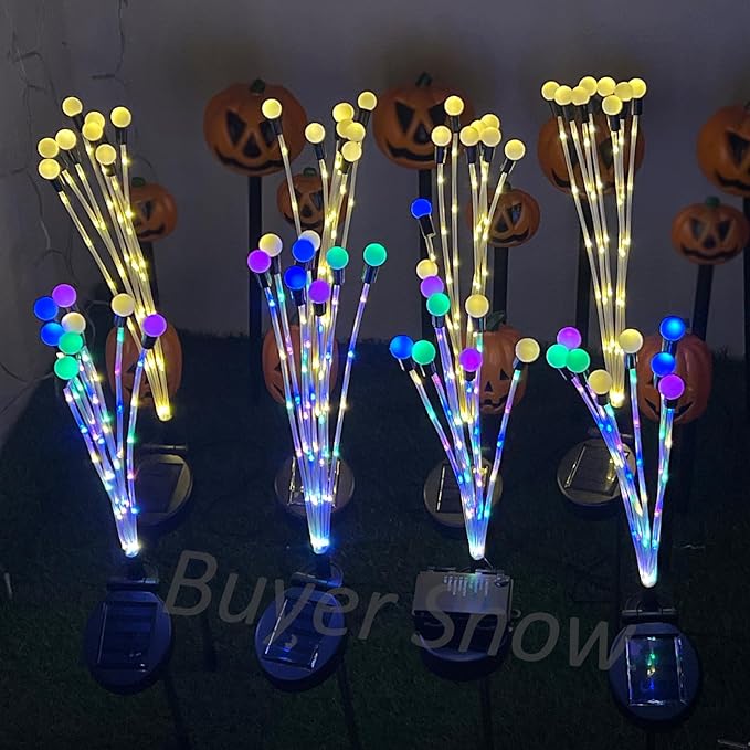 Solar Garden Lights Christmas Decorations, Upgraded Solar Lights Outdoor, 4-Pack Solar Swaying Light-Sway by Wind, 32 LED Firefly Lights Solar Outdoor for Yard Christmas Decor (Colorful)