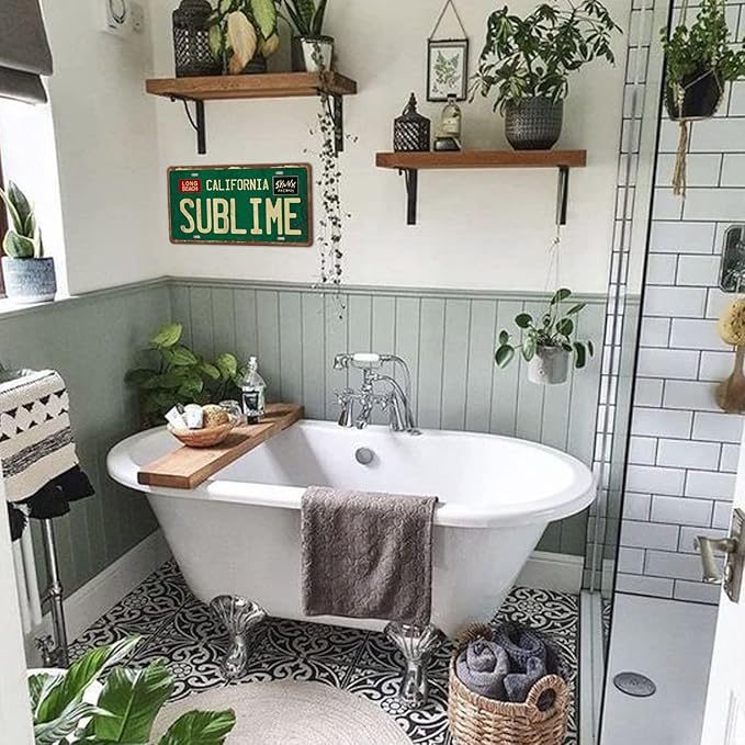 Vintage Metal Tin Sign Long Beach California Sublime Poster Grunge Hippie Room Decor Rock Band Posters Sublime Tapestry Funny Street Signs For Bedroom Wall Aesthetic 90s Bathroom Sign 12 X 6 Inch