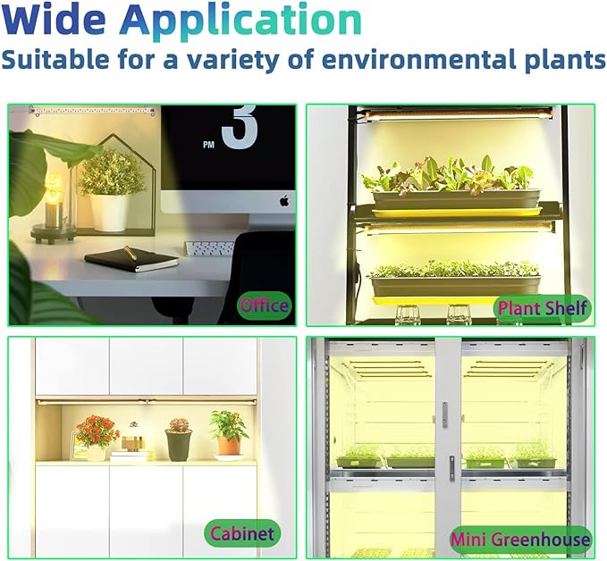 LED Plant Growing lamp, 3000K Full Spectrum Grow Light Strips for Indoor Plants with 3/9/12H Timer & 10 Dimmable Levels, Led Growth Light for Green House Hydroponics Succulent