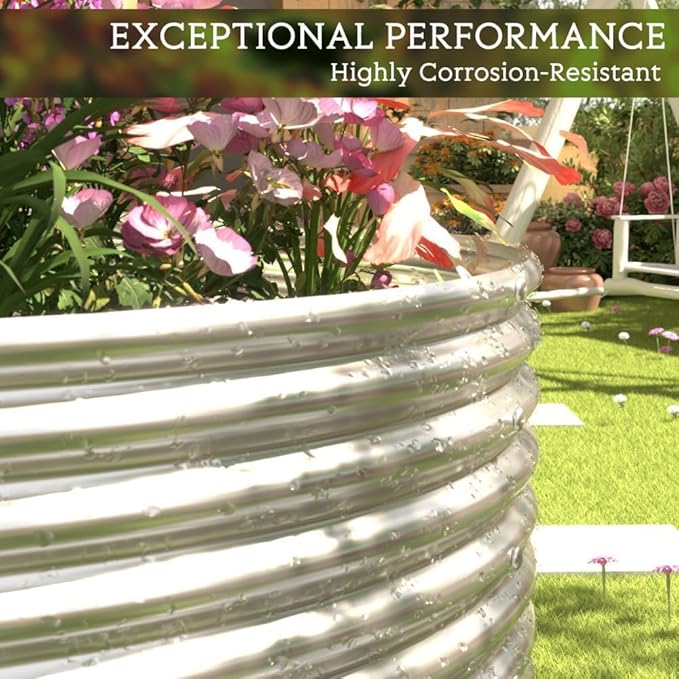 FRIZIONE 2pcs Tall 6x3ft Galvanized Raised Garden Bed Outdoor,Steel Garden Bed for Vegetables,Above Ground Garden Box for Flower,Metal Raised Beds for Gardening