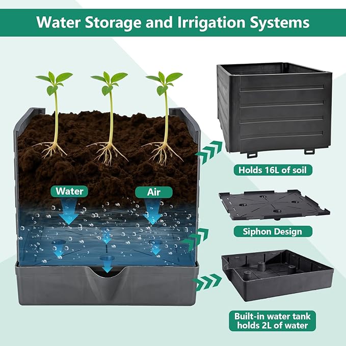Raised Garden Bed Planter Box with Trellis, 58”Tomato Planter with Trellis for Climbing Plants Vegetables Vine Flowers, Self-Watering Tomato Cage for Garden Patio Outdoor & Indoor